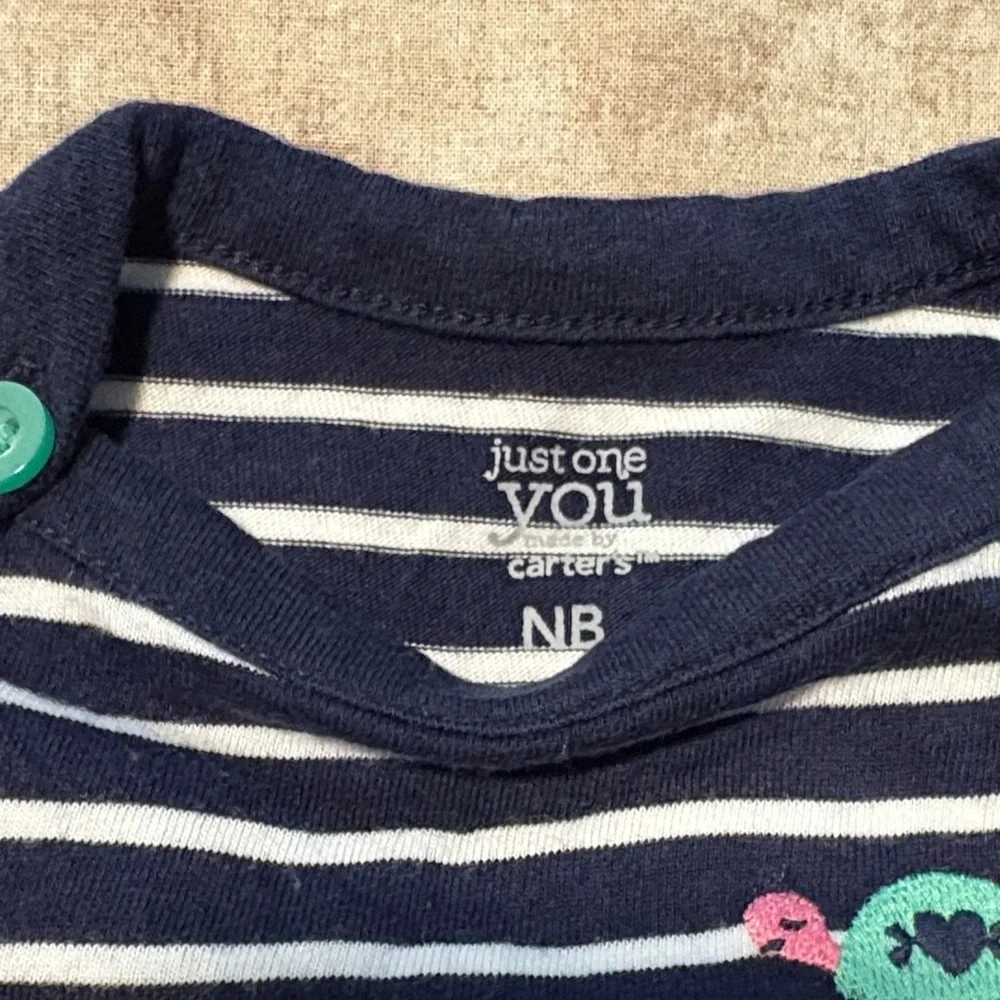 Carter's Navy and Mint Striped and Heart Set